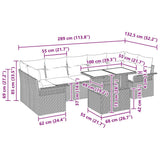 vidaXL Tuinbank Set met kussen 8 pcs Zwart Poly rattan