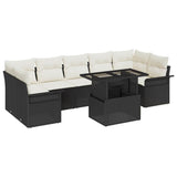 vidaXL Tuinbank Set met kussen 8 pcs Zwart Poly rattan