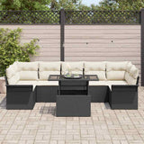 vidaXL Tuinbank Set met kussen 8 pcs Zwart Poly rattan