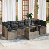 vidaXL Tuinbank Set met kussen 8 pcs Zwart Poly rattan