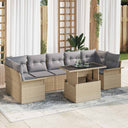vidaXL Tuinbank Set met kussen 8 pcs Zwart Poly rattan