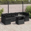 vidaXL Tuinbank Set met kussen 8 pcs Zwart Poly rattan