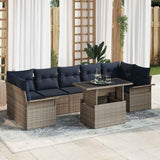 vidaXL Tuinbank Set met kussen 8 pcs Bruin poly rattan