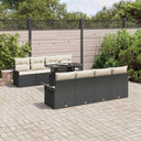 vidaXL Tuinbank Set met kussen 9 pcs Zwart Poly rattan