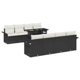 vidaXL Tuinbank Set met kussen 9 pcs Zwart Poly rattan