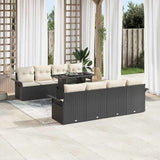 vidaXL Tuinbank Set met kussen 9 pcs Zwart Poly rattan