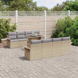 vidaXL Tuinbank Set met kussen 9 pcs Zwart Poly rattan
