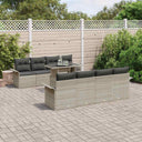 vidaXL Tuinbank Set met kussen 9 pcs Zwart Poly rattan