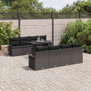 vidaXL Tuinbank Set met kussen 9 pcs Zwart Poly rattan