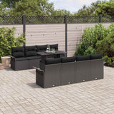 vidaXL Tuinbank Set met kussen 9 pcs Zwart Poly rattan