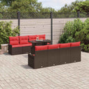 vidaXL Tuinbank Set met kussen 8 pcs Bruin poly rattan