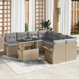 vidaXL Garden Sofa Set with cushions 9 pcs Black Poly Rattan