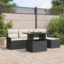 vidaXL Tuinbank Set met kussen 6 pcs Zwart poly rattan