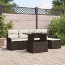 vidaXL Tuinbank Set met kussen 6 pcs Zwart poly rattan