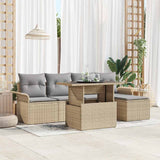 vidaXL Tuinbank Set met kussen 6 pcs Zwart poly rattan