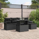 vidaXL Tuinbank Set met kussen 6 pcs Zwart poly rattan