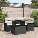 vidaXL Tuinbank Set met kussen 5 pcs Zwart Poly rattan
