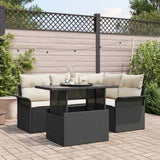 vidaXL Tuinbank Set met kussen 5 pcs Zwart Poly rattan