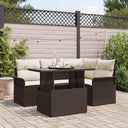 vidaXL Tuinbank Set met kussen 5 pcs Zwart Poly rattan