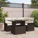vidaXL Tuinbank Set met kussen 5 pcs Zwart Poly rattan