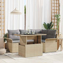 vidaXL Tuinbank Set met kussen 5 pcs Zwart Poly rattan
