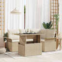 vidaXL Tuinbank Set met kussen 5 pcs Zwart Poly rattan