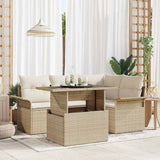 vidaXL Tuinbank Set met kussen 5 pcs Zwart Poly rattan