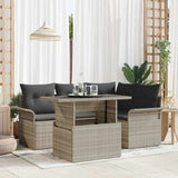 vidaXL Tuinbank Set met kussen 5 pcs Zwart Poly rattan