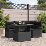 vidaXL Tuinbank Set met kussen 5 pcs Zwart Poly rattan