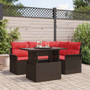 vidaXL Tuinbank Set met kussen 5 pcs Bruin poly rattan
