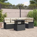 vidaXL Tuinbank Set met kussen 6 pcs Zwart poly rattan