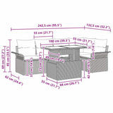 vidaXL Tuinbank Set met kussen 6 pcs Zwart poly rattan