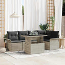 vidaXL Tuinbank Set met kussen 6 pcs Zwart poly rattan