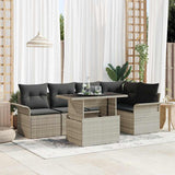 vidaXL Tuinbank Set met kussen 6 pcs Zwart poly rattan