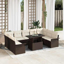 vidaXL Tuinbank Set met kussen 10 pcs Zwart Poly rattan