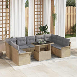 vidaXL Tuinbank Set met kussen 10 pcs Zwart Poly rattan