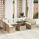 vidaXL Tuinbank Set met kussen 10 pcs Zwart Poly rattan