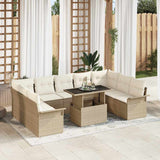 vidaXL Tuinbank Set met kussen 10 pcs Zwart Poly rattan