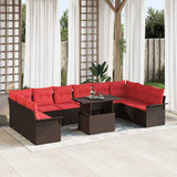 vidaXL Garden Sofa Set with Cushions 11 pcs Brown Poly Rattan
