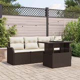 vidaXL Garden Sofa Set with cushions 5 pcs Black Poly Rattan