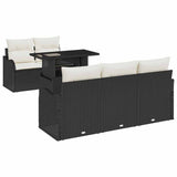 vidaXL Tuinbank Set met kussen 6 pcs Zwart en Crème poly rattan