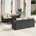 vidaXL Tuinbank Set met kussen 7 pcs Zwart Poly rattan