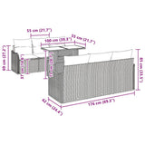 vidaXL Tuinbank Set met kussen 7 pcs Zwart Poly rattan
