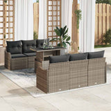 vidaXL Tuinbank Set met kussen 7 pcs Zwart Poly rattan