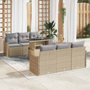 vidaXL Tuinbank Set met kussen 7 pcs Zwart Poly rattan