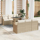 vidaXL Tuinbank Set met kussen 7 pcs Zwart Poly rattan