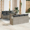 vidaXL Tuinbank Set met kussen 7 pcs Zwart Poly rattan