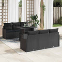 vidaXL Tuinbank Set met kussen 7 pcs Zwart Poly rattan