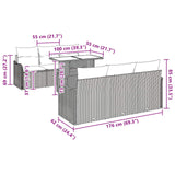 vidaXL Tuinbank Set 7 st Grijs poly rattan