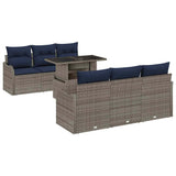 vidaXL Tuinbank Set 7 st Grijs poly rattan